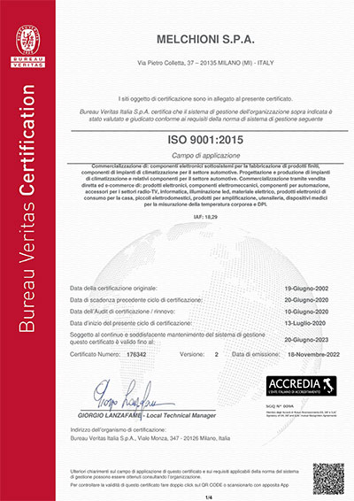 Certificazione Bureau Veritas ISO 9001